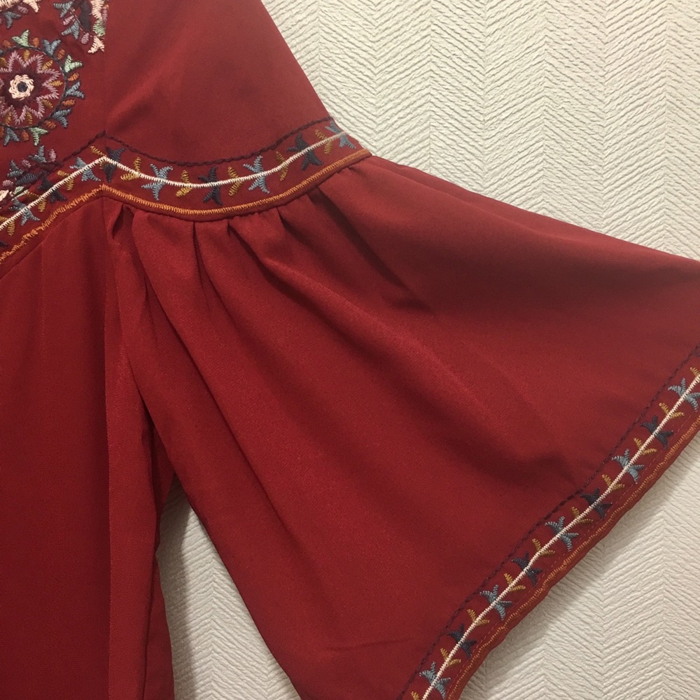 Red Embroidered Top - Picture 6 of 8